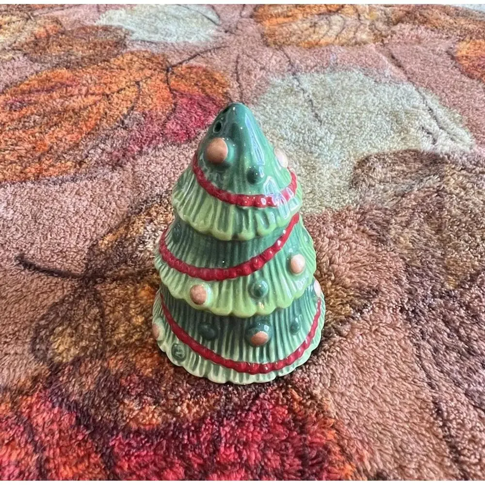 Fitz &‎ Floyd Merry Christmas Santa & Tree Ceramic Salt & Pepper Shakers Set